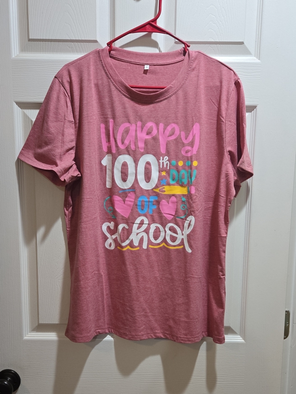 Womens "Happy 100th Day of School" Short Sleeve Tee
